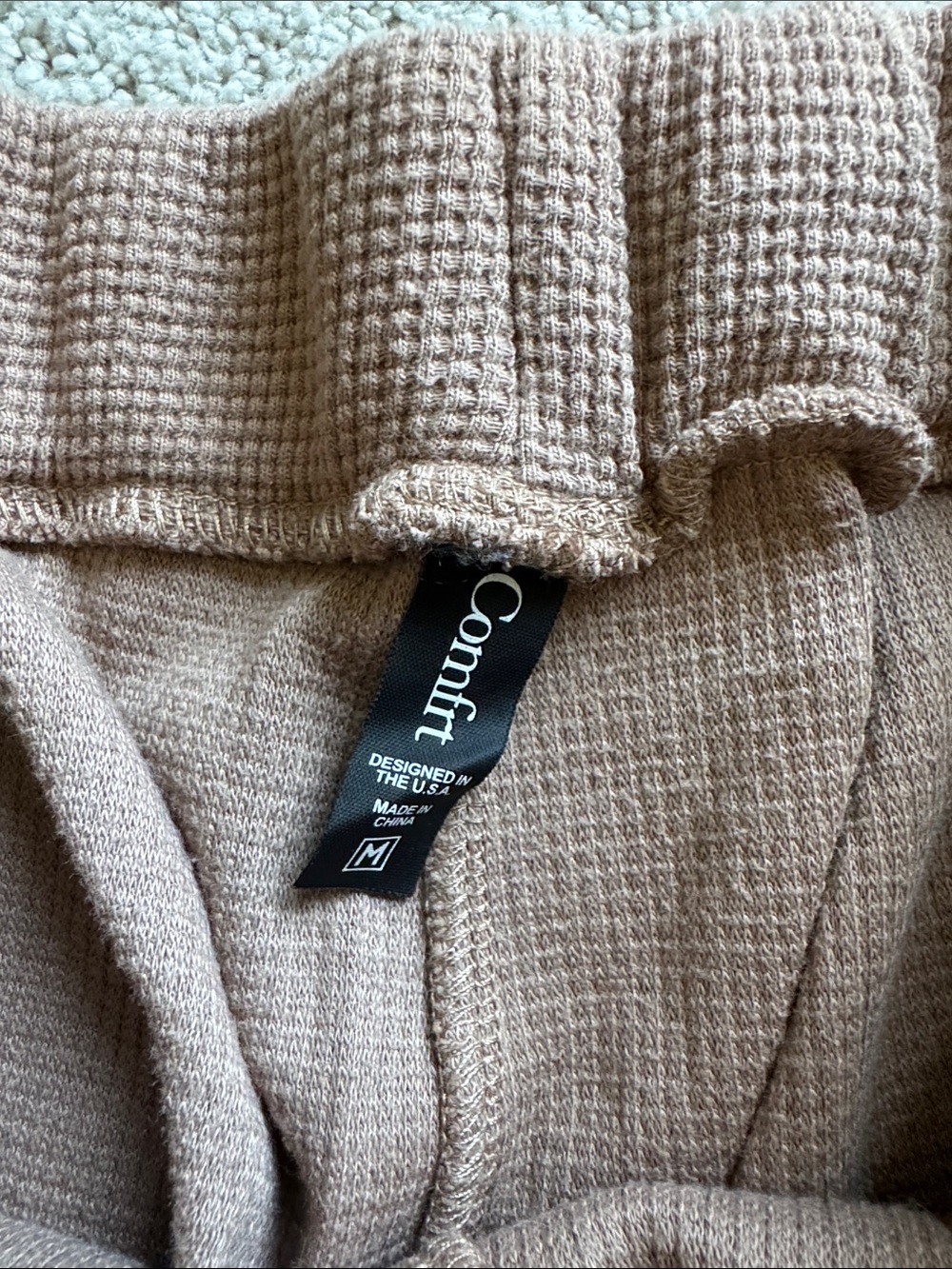 Comfrt Tan Waffle Wide Leg Pants - Picture 3 of 4